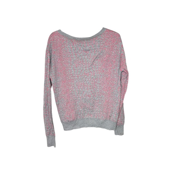 Halogen Women’s Medium Gray Hot Pink Crew Neck Animal Print Pullover Sweater - Picture 2 of 9